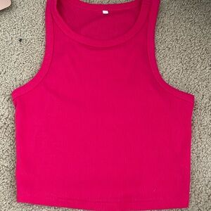 Bright pink Amazon ribbed tank top that has been worn once and is a size small.